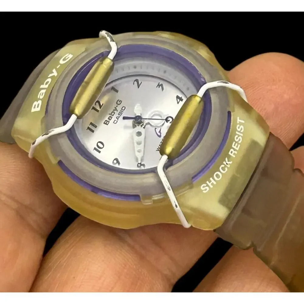 Casio Baby G Shock Purple Clear 36mm Analog Womens Watch BG-21 w New Battery